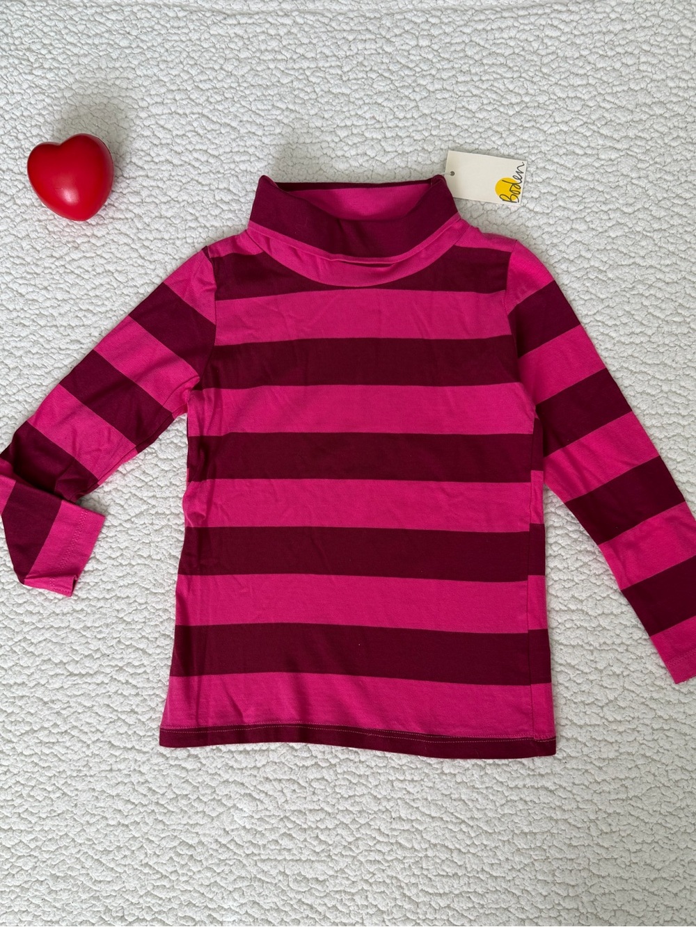 Mini Boden Pink & Fuchsia Striped Turtleneck Long Sleeve Top